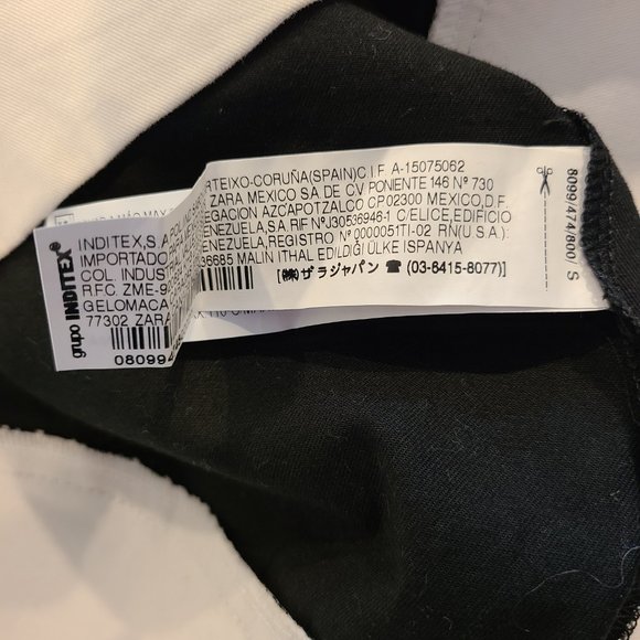 ZARA BASIC Black & White Color Block Dress S - Picture 6 of 7